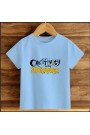 Çocuk Mavi Pamuklu Baskili T-shirt